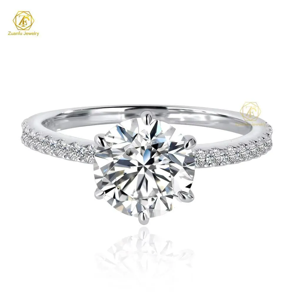 Zuanfo Jewelry Classic Moissanite Diamond 925 Sterling Silver Wedding Engagement Ring Factory Price_voghion.com