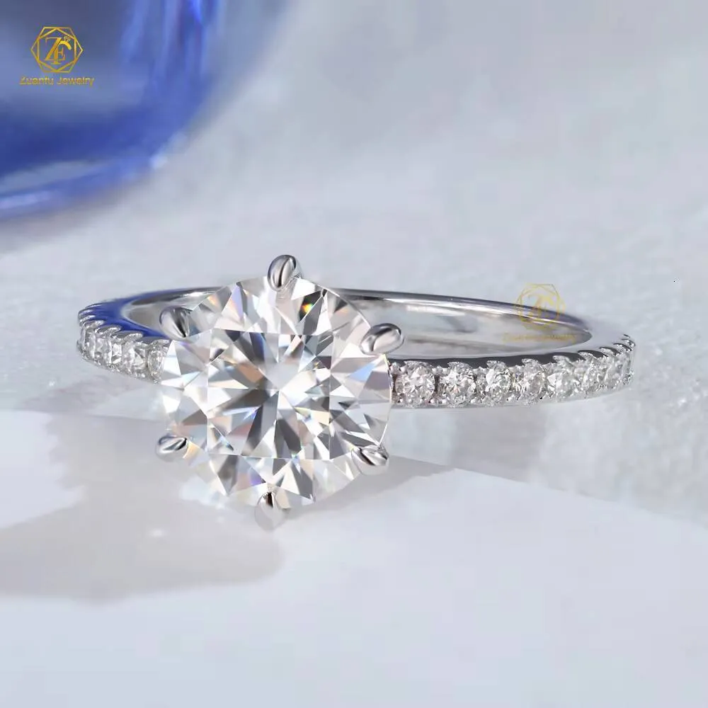 Zuanfo Jewelry Classic Moissanite Diamond 925 Sterling Silver Wedding Engagement Ring Factory Price_voghion.com