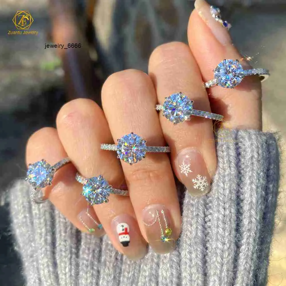 Classic Moissanite Diamond 925 Sterling Silver Engagement Ring_voghion.com