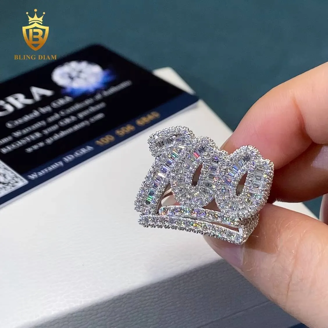 Hot Sale Baguette Cut VVS 100 925 Silver Fine Jewelry Rings GRA Certified Moissanite Ring Men_voghion.com