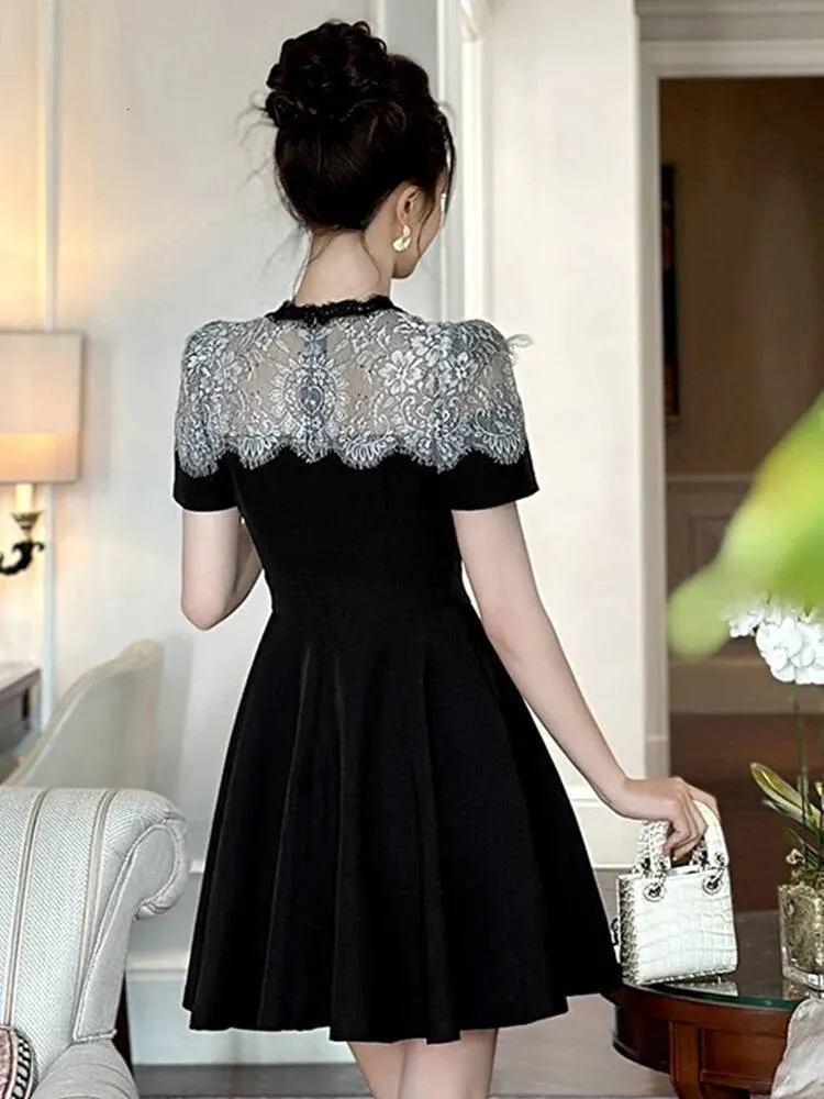 Mini Black Lace Dress Women Formal Summer A-Line Empire Waist Short Sleeve from Dhgate Basic & Casual Dresses
