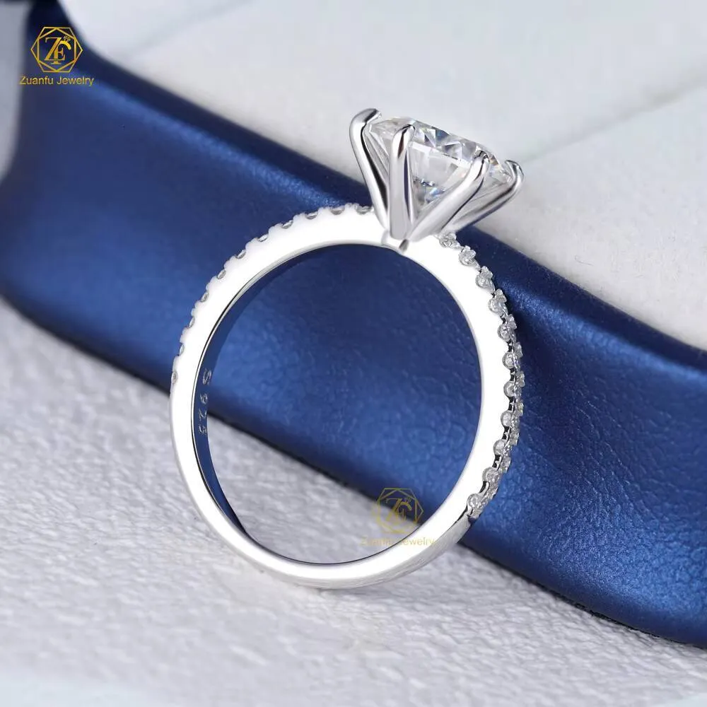Zuanfo Jewelry Classic Moissanite Diamond 925 Sterling Silver Wedding Engagement Ring Factory Price_voghion.com