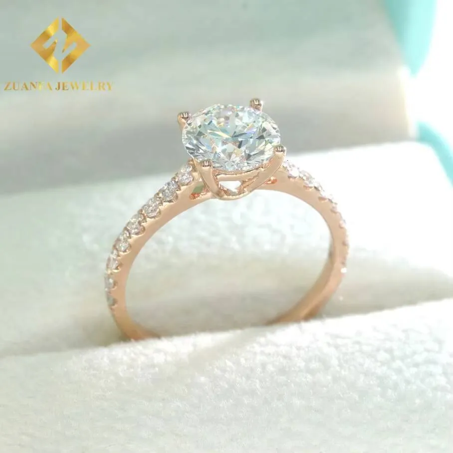 IGI Certificate Grown Diamonds 10K Solid Rose Gold Brilliant Cut 1carat Lab Diamond Half Band Wedding Rings_voghion.com