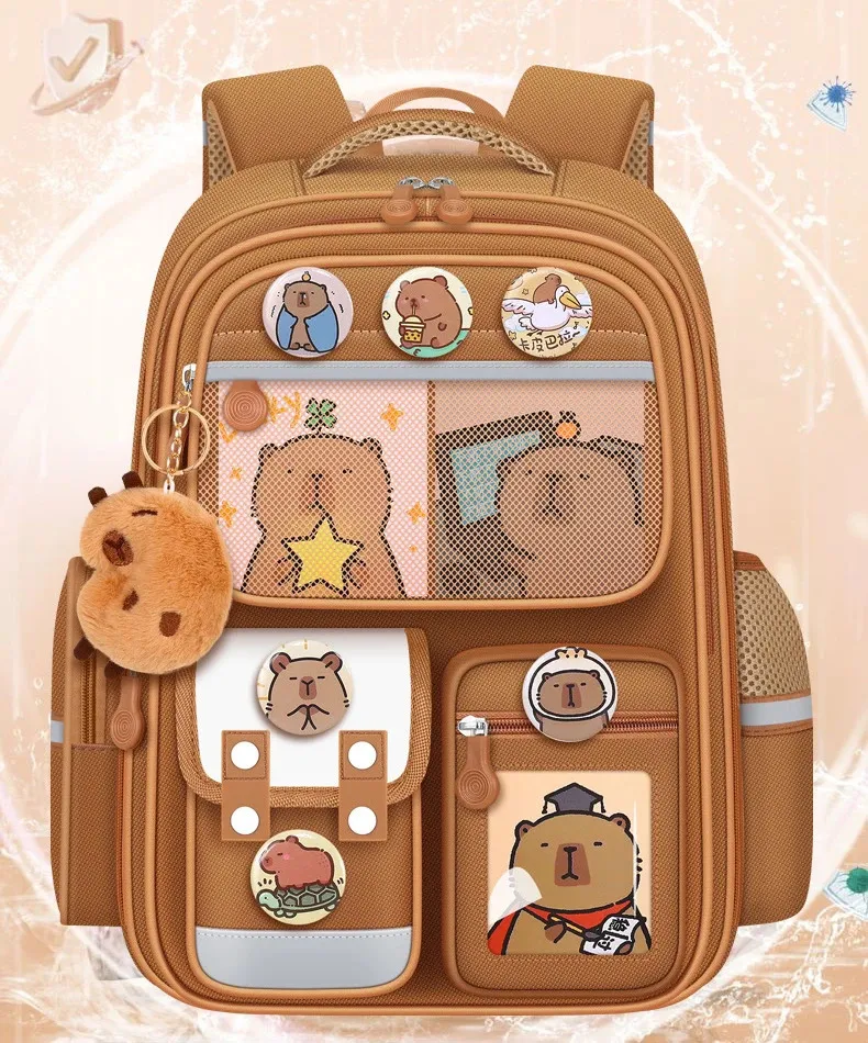 Capybara Mini Oxford Waterproof Schoolbag with Zipper Closure for