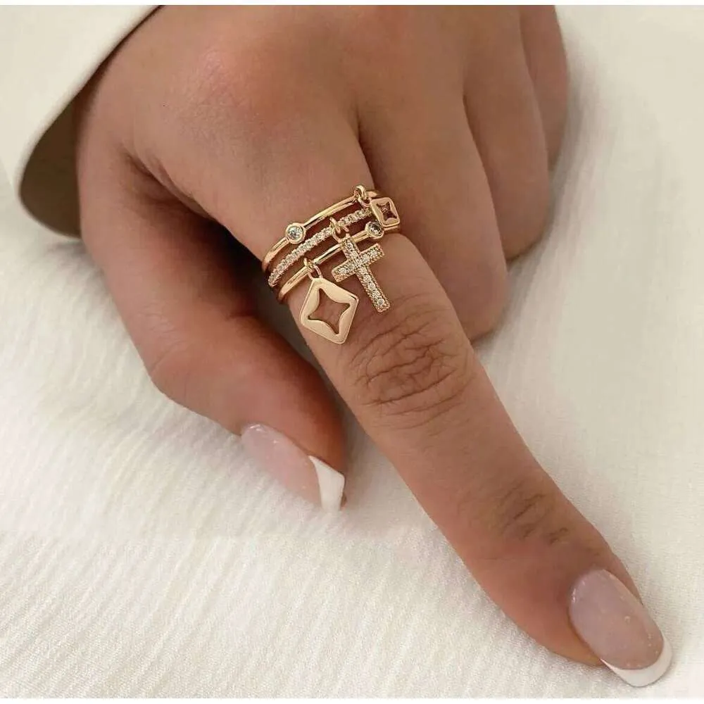 Stainless Steel Gold Plated Sun Ring With Natural Stone Detail_voghion.com