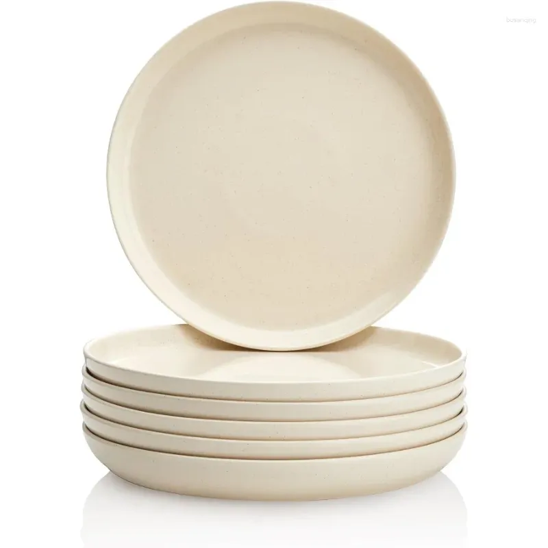 Porcelain Dinner Plates 10 Inch 6 Pack Beige Round Dishes For Salad ...