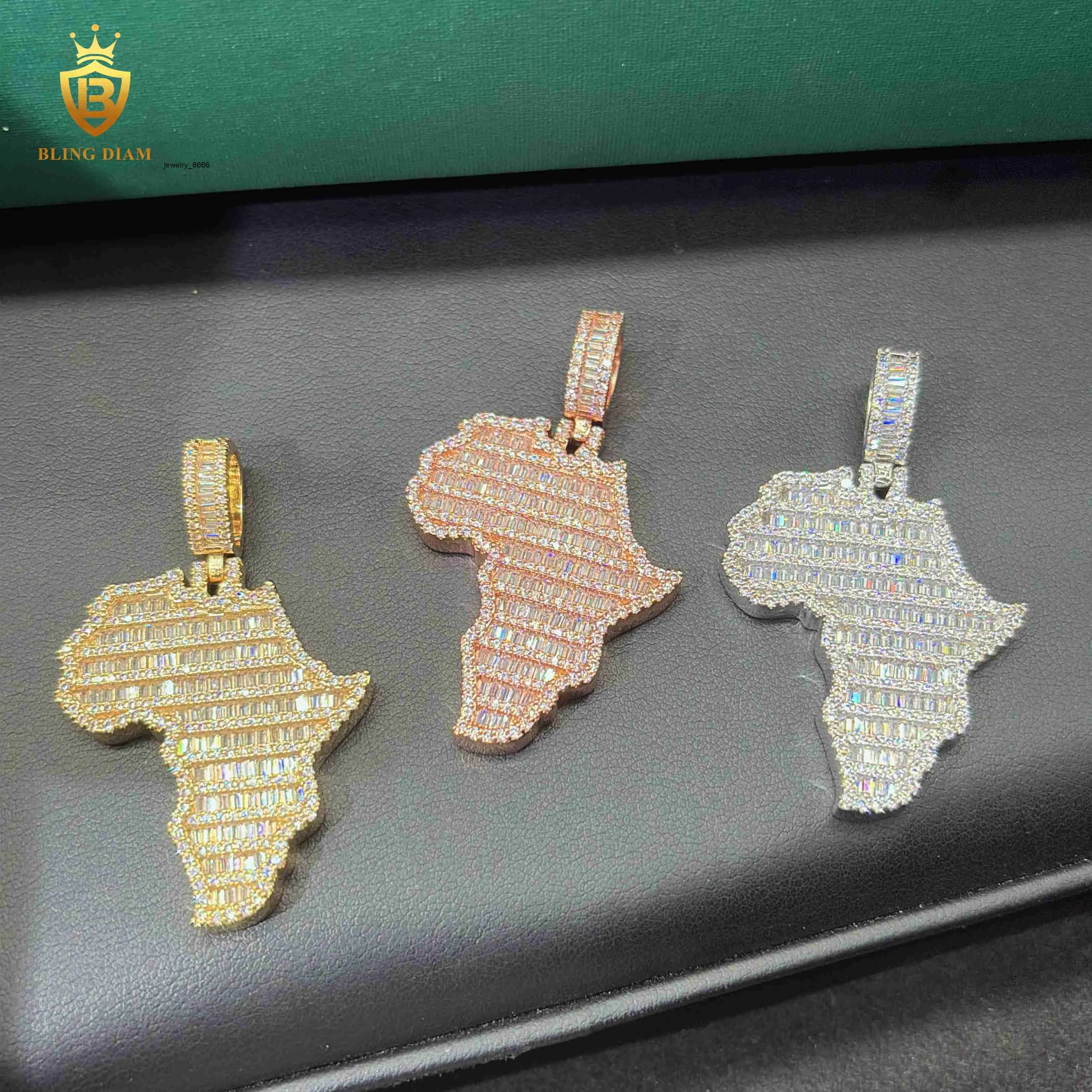 Colar com pingente de mapa em moissanite ouro rosa prata 925_voghion.com