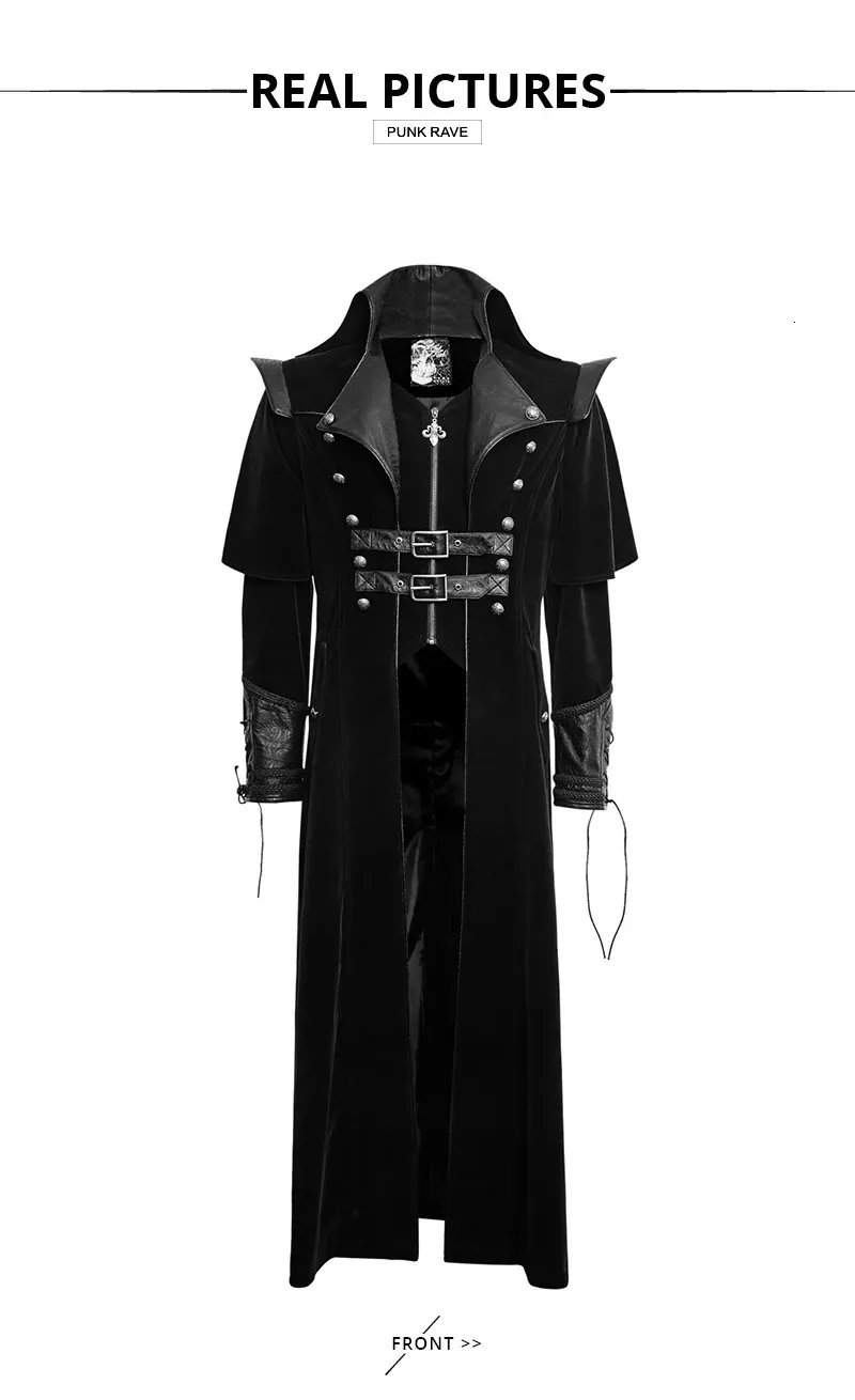 Punk Rave Gothic Leather Trench Coat With Crimp Details | DHgate