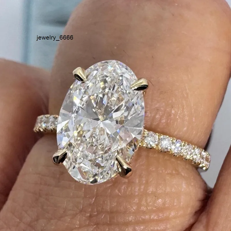Oval Lab Grown Diamond Ring Solid Gold Engagement Band For You_voghion.com
