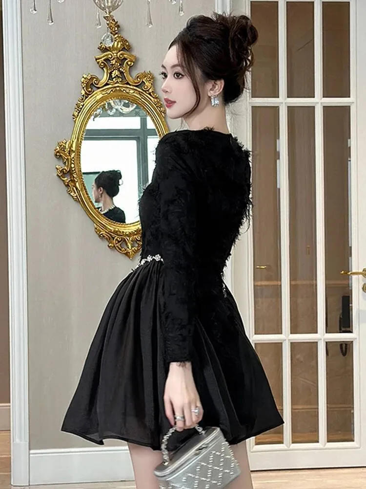 Bestseller Women Clothes Black Vintage Sparkly Diamonds O-Neck Slim Mini Short Dress Luxury Elegant Party Prom Vestidos Fiesta Fashion New ddmytues Bestseller Women Clothes Black Vintage Sparkly Diamonds O-Neck Slim Mini Short Dress Luxury Elegant Party Prom Vestidos Fiesta Fashion New ddmytues