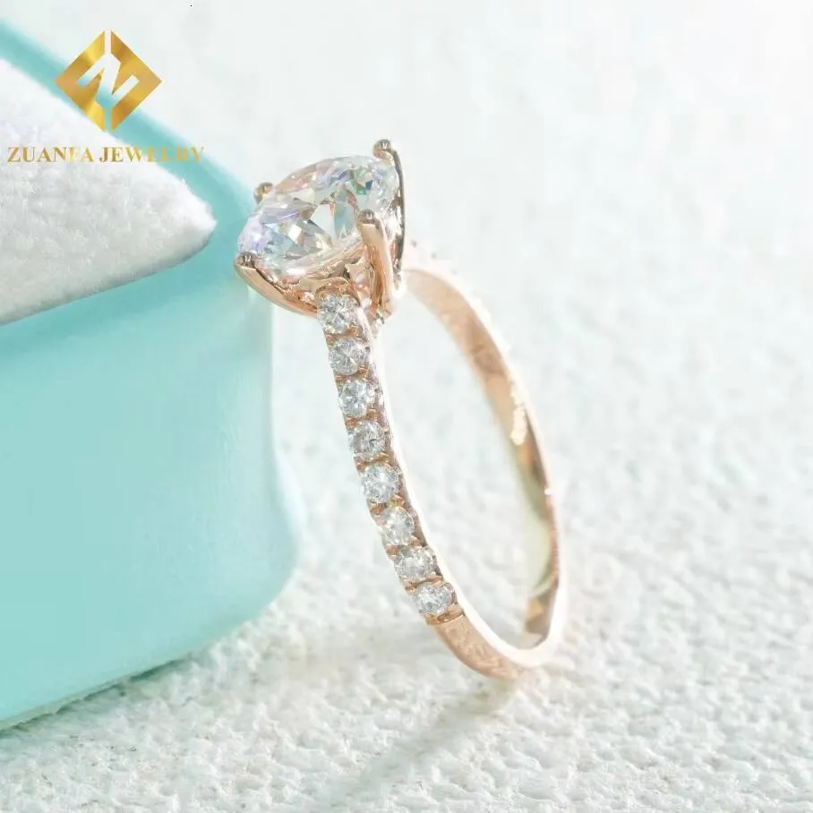 IGI Certificate Grown Diamonds 10K Solid Rose Gold Brilliant Cut 1carat Lab Diamond Half Band Wedding Rings_voghion.com