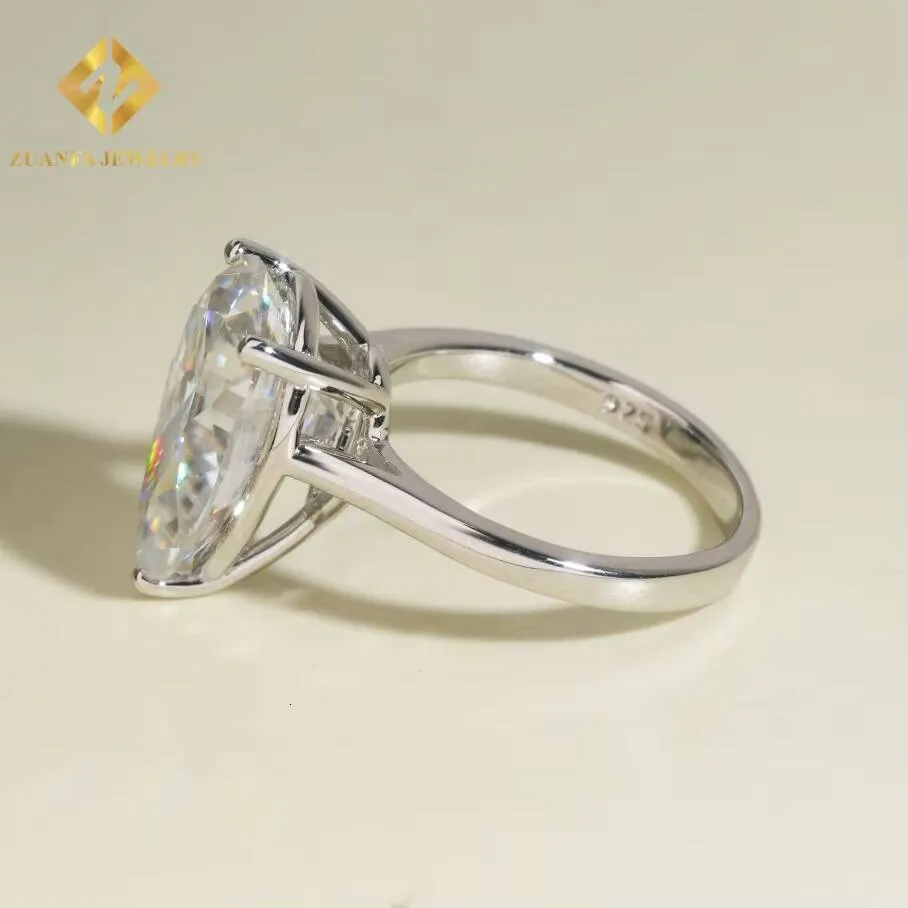 Pear Cut Big Stone 925 Sterling Silver VVS Moissanite Jewelry Diamond Engagement Rings For Women_voghion.com