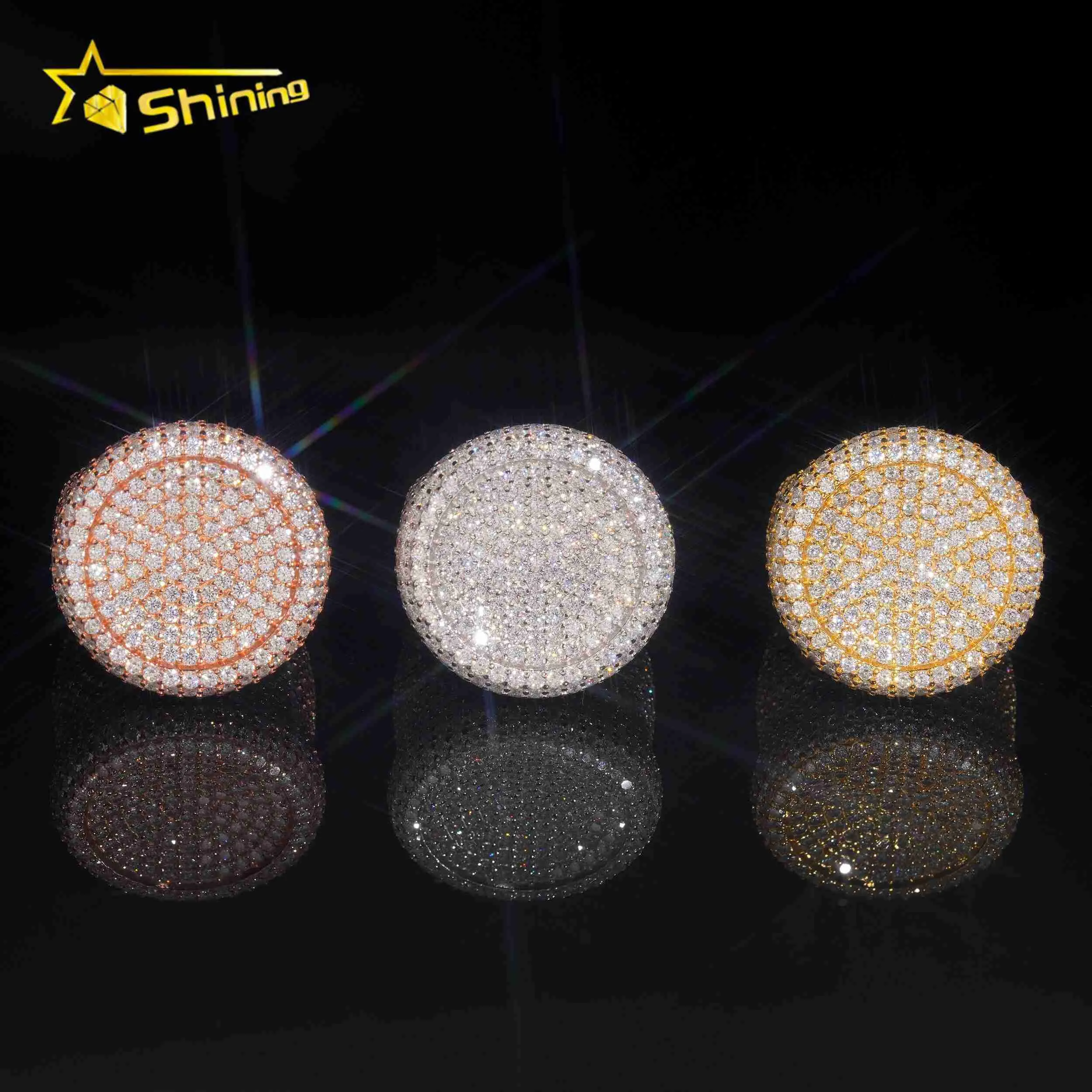 Pass Diamond Tester High Quality 925 Silver Fine Jewelry Fully Iced Out Hip Hop Big Pinky Moissanite Mens Ring_voghion.com
