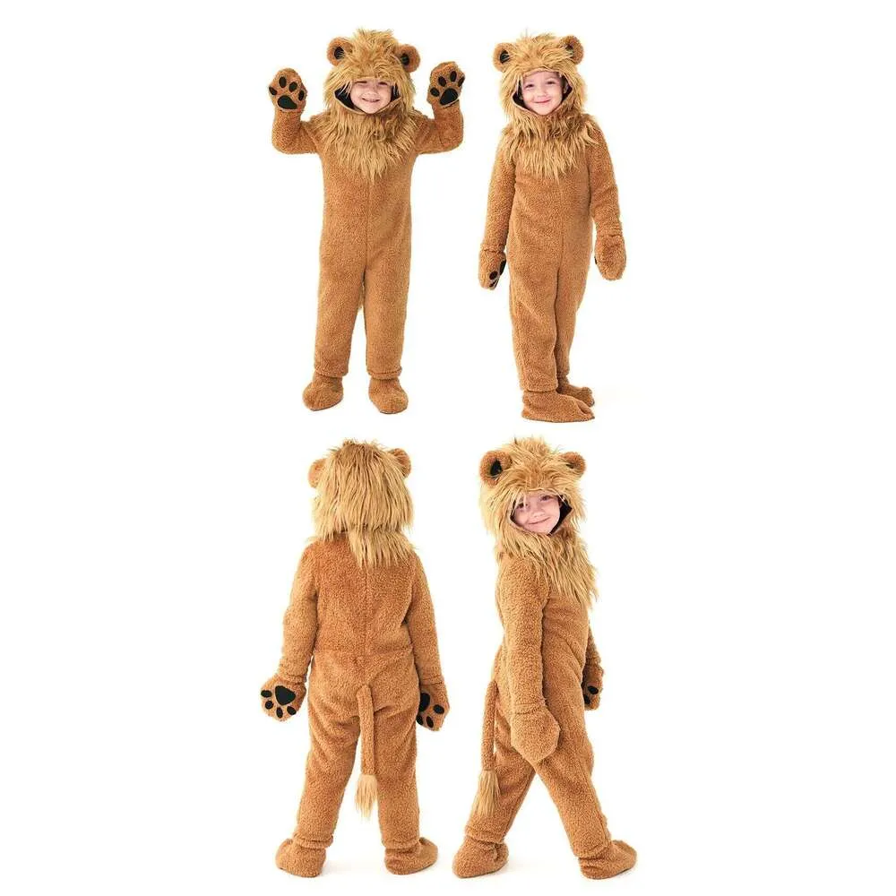 キッズ ライオン キング コスチューム 毛皮のような動物のジャンプ