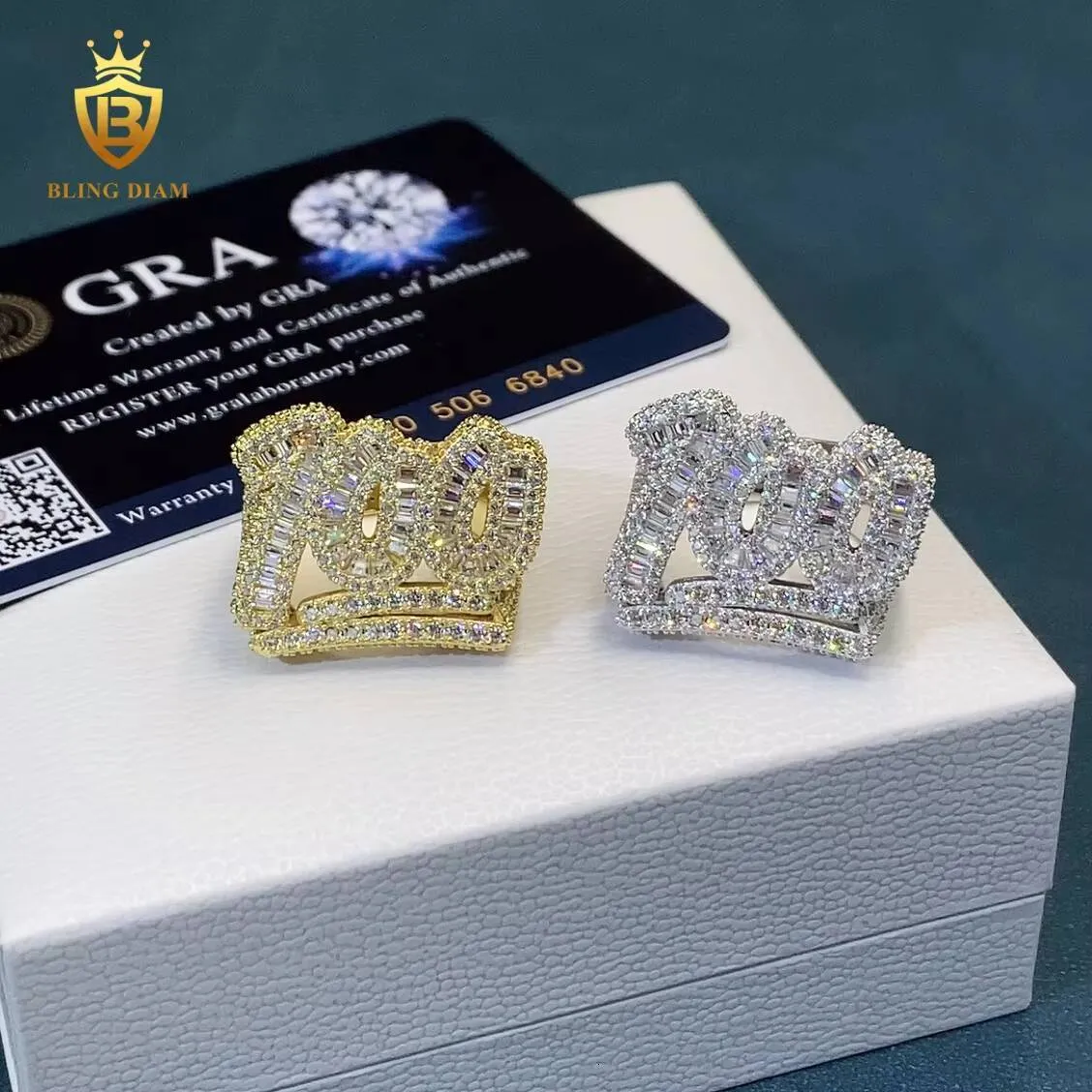 Hot Sale Baguette Cut VVS 100 925 Silver Fine Jewelry Rings GRA Certified Moissanite Ring Men_voghion.com