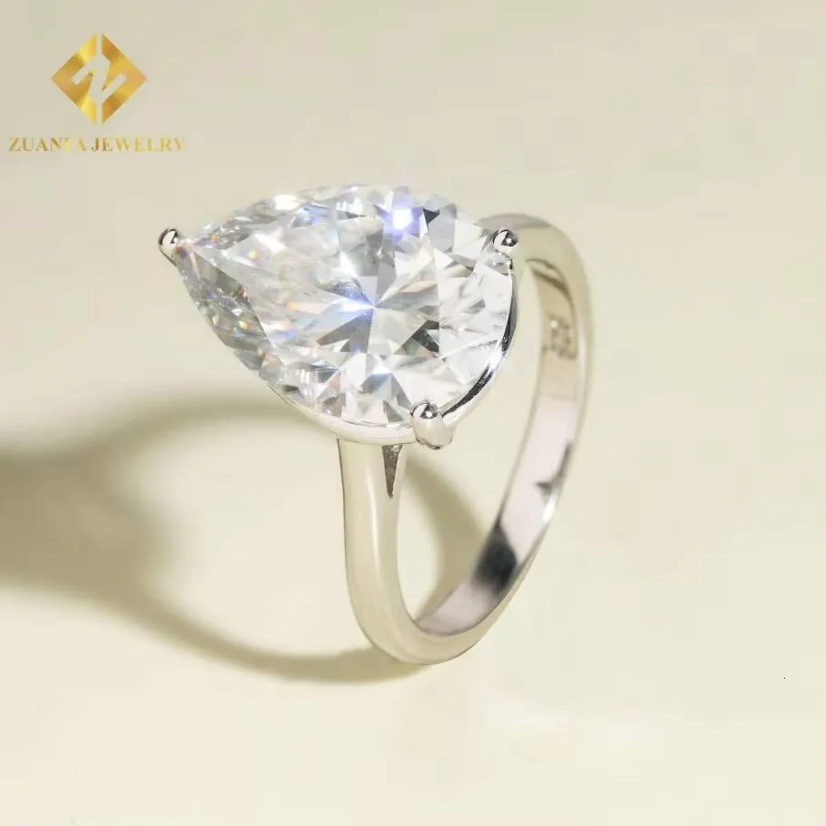 Pear Cut Big Stone 925 Sterling Silver VVS Moissanite Jewelry Diamond Engagement Rings For Women_voghion.com