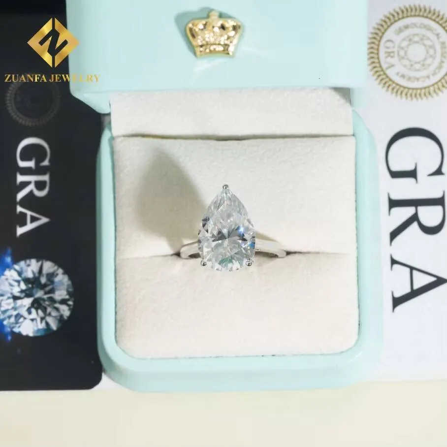 Pear Cut Big Stone 925 Sterling Silver VVS Moissanite Jewelry Diamond Engagement Rings For Women_voghion.com