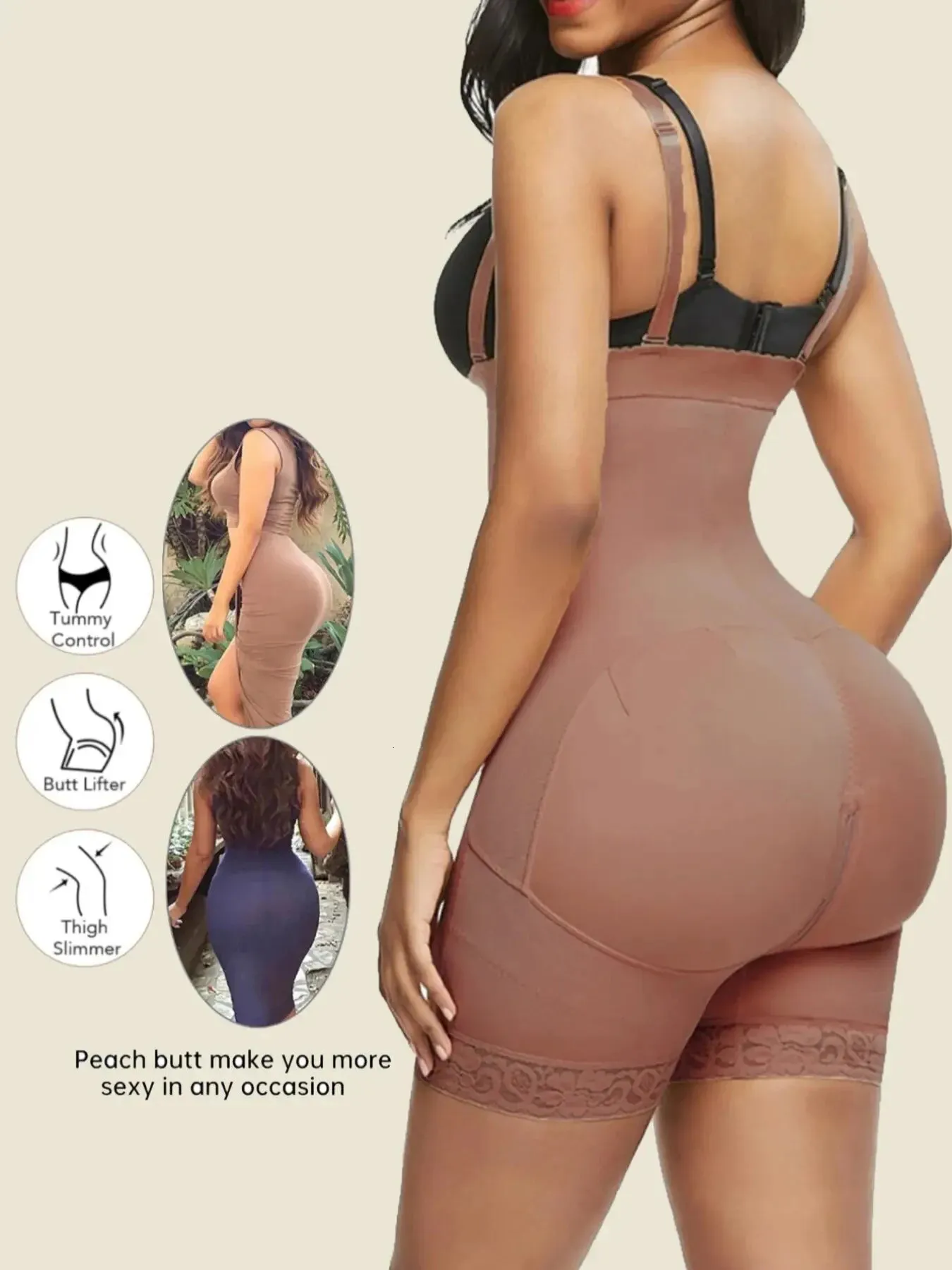 BiiKoon Plus Size Shapewear Shorts per Le Donne Vita Alta Body Shaper con Butt Lifter Controllo