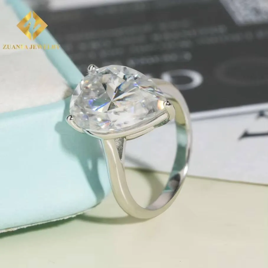 Pear Cut Big Stone 925 Sterling Silver VVS Moissanite Jewelry Diamond Engagement Rings For Women_voghion.com