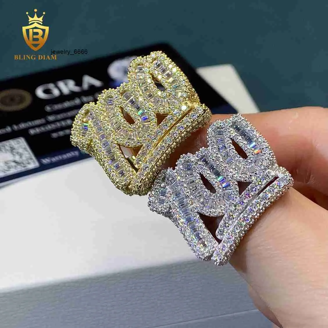 Hot Sale Baguette Cut VVS 100 925 Silver Fine Jewelry Rings GRA Certified Moissanite Ring Men_voghion.com