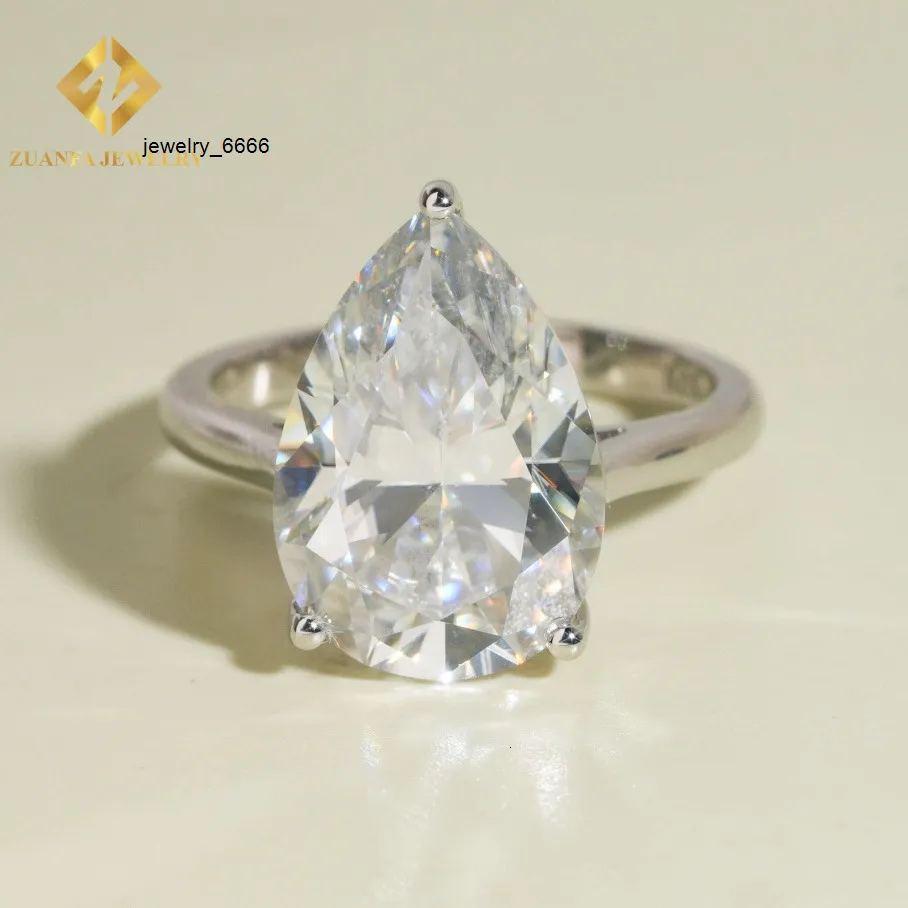 Pear Cut Moissanite Engagement Ring In 925 Sterling Silver_voghion.com