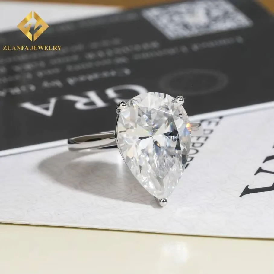Pear Cut Big Stone 925 Sterling Silver VVS Moissanite Jewelry Diamond Engagement Rings For Women_voghion.com