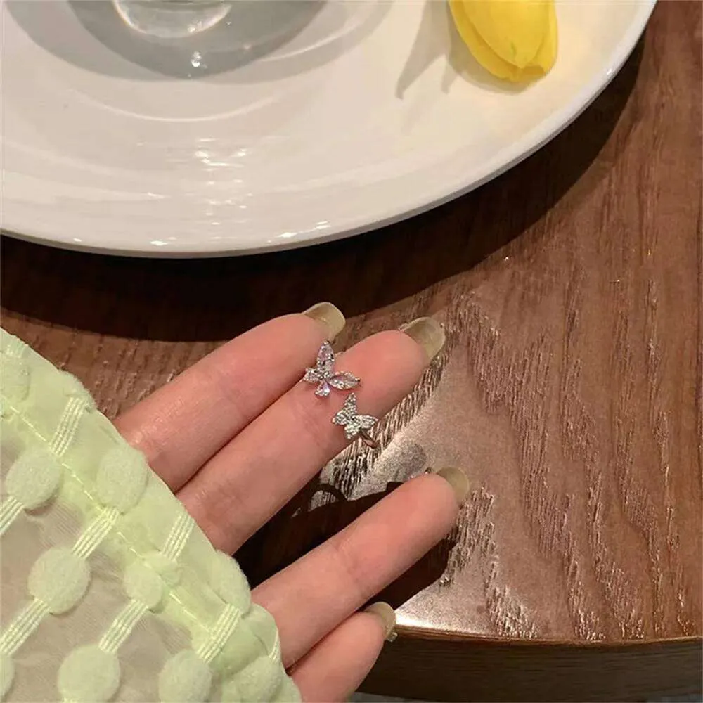 Crystal Butterfly Open Ring Adjustable Silver Jewelry For Women_voghion.com