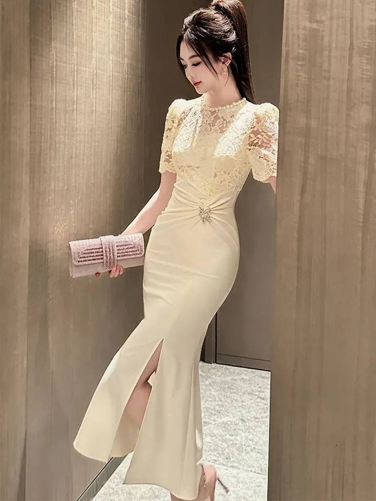 knee length dresses for ladies Lucille - White Strappy Fishtail Bandage Midi Dress | White Bandage Dresses