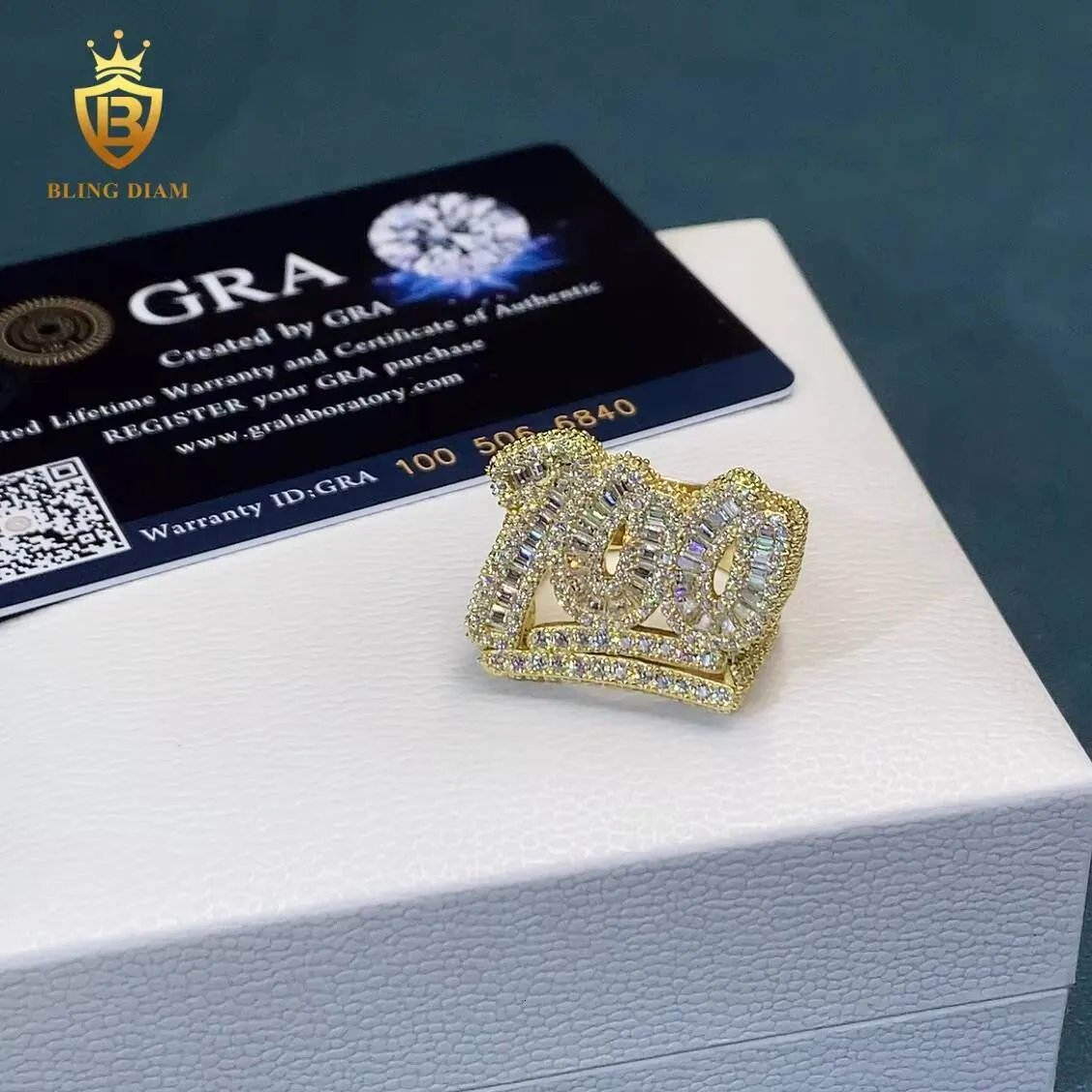 Hot Sale Baguette Cut VVS 100 925 Silver Fine Jewelry Rings GRA Certified Moissanite Ring Men_voghion.com
