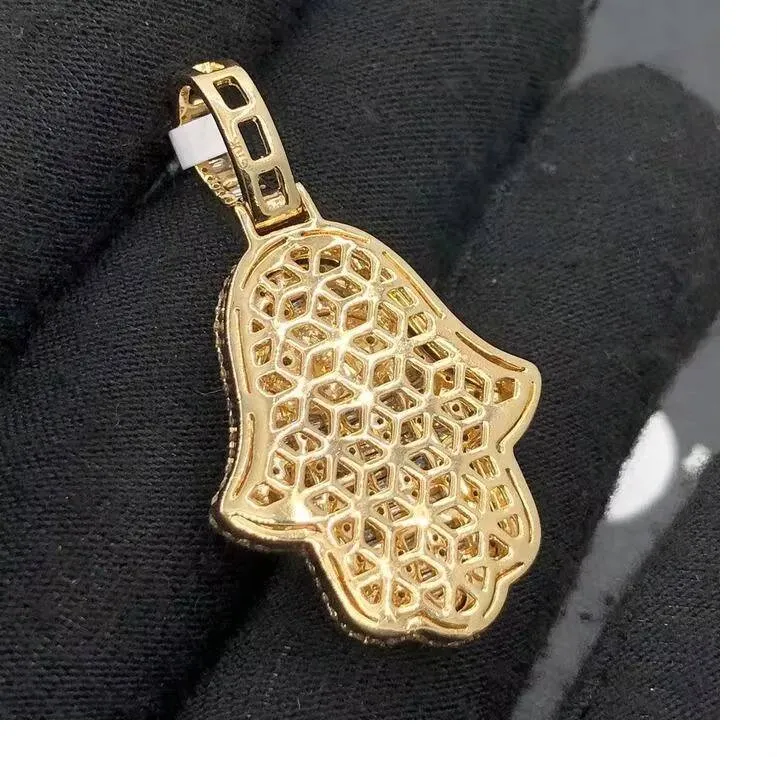 Exklusiver Hamsa-Hand-Anhänger mit Moissanit-Diamanten, gefasst in 925er Silber, Hip-Hop-Schmuck, spirituelle Option 4_voghion.com