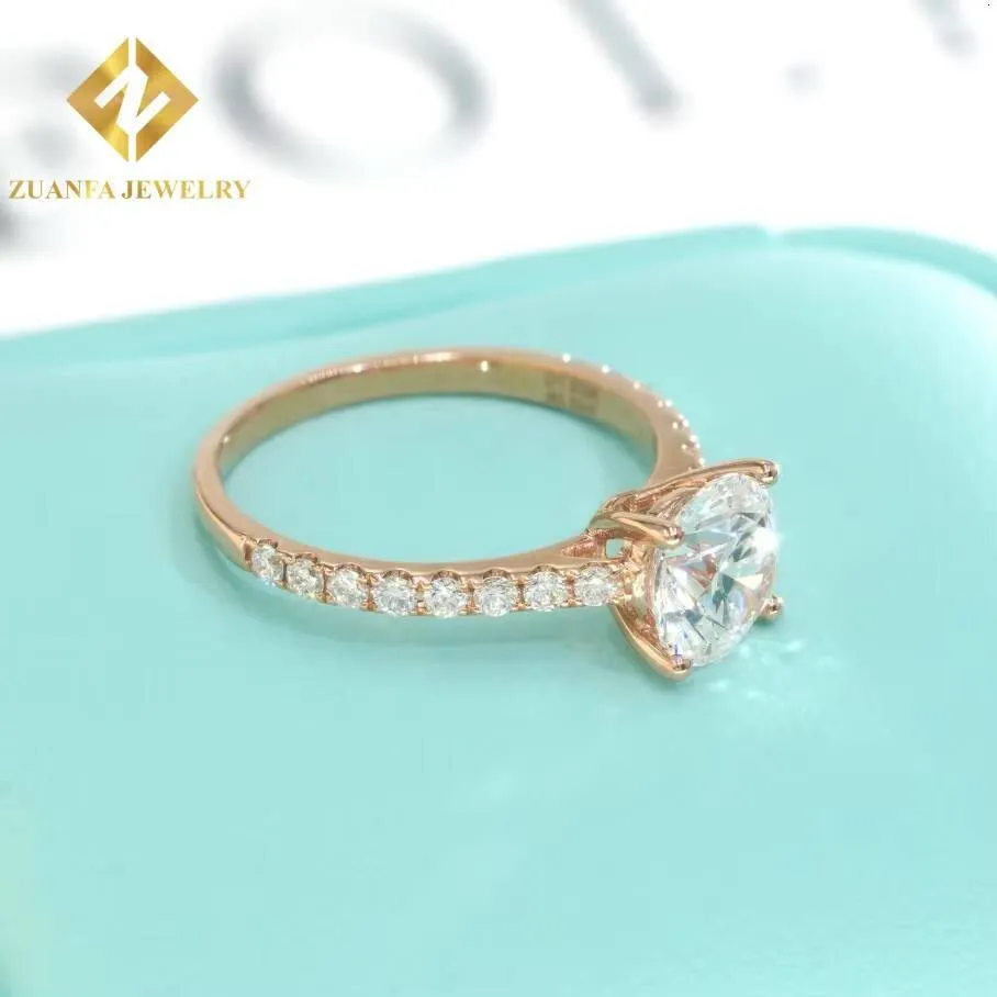 IGI Certificate Grown Diamonds 10K Solid Rose Gold Brilliant Cut 1carat Lab Diamond Half Band Wedding Rings_voghion.com