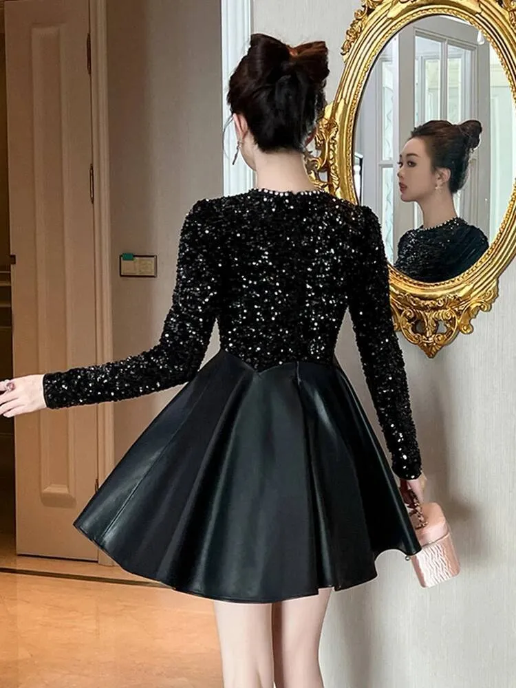 Women Black Sequin Polyester A-Line Mini Dress with Cowl Neck and Petal Sleeves for Evening from Dhgate Basic & Casual Dresses - price 60.39 Women Black Sequin Polyester A-Line Mini Dress with Cowl Neck and Petal Sleeves for Evening from Dhgate Basic & Casual Dresses - price 60.39