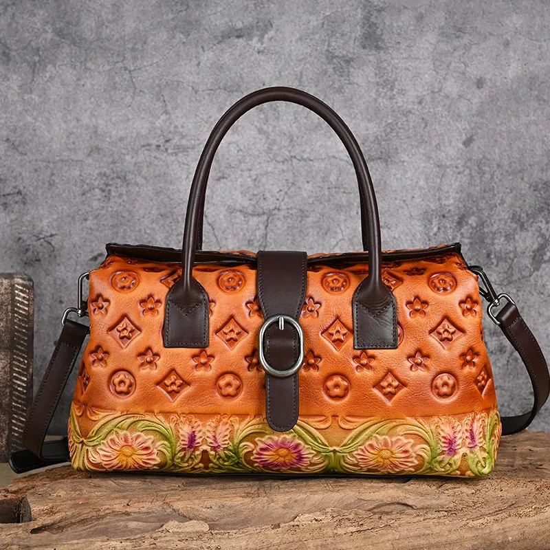 Free Shipping 2026 New Design Arrival Vintage Oriental Style Embossed Handbag Premium Light Luxury Versatile Fashion_voghion.com
