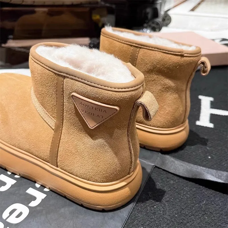 2026 Shearling-Schneestiefel für Damen, flauschige Winterstiefeletten mit Fellfutter, warm und kuschelig gefüttert_voghion.com
