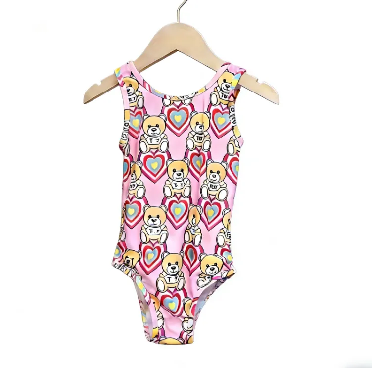 Cute Summer Girls One Piece Swimsuits   Cartoon Bear... 
