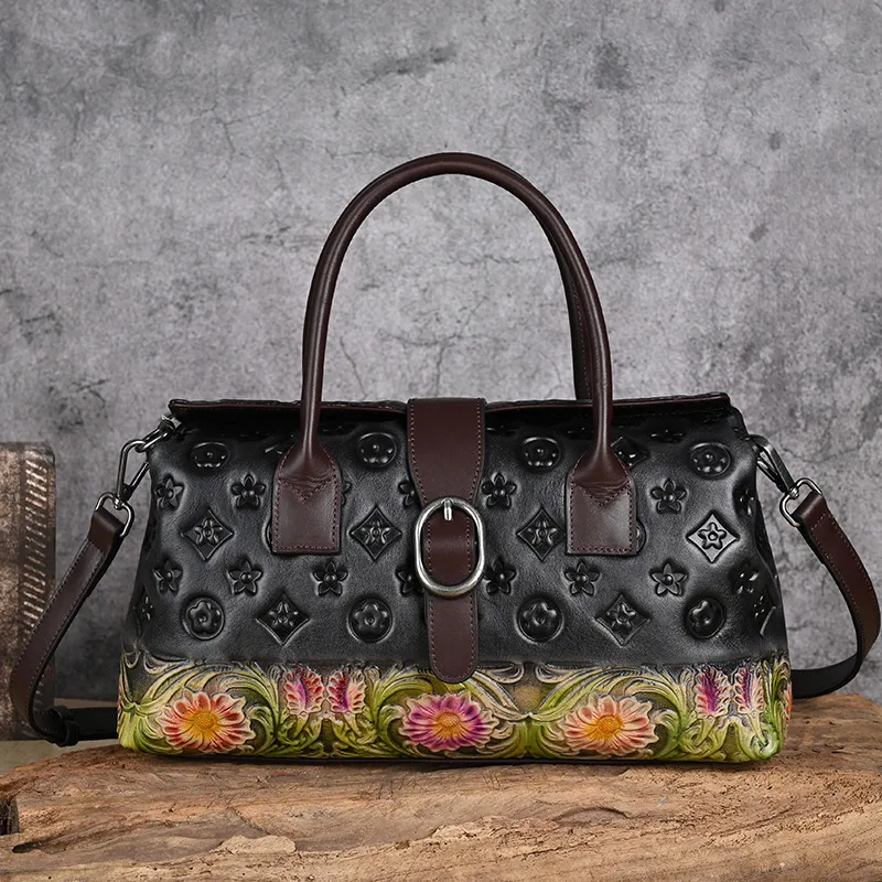 Free Shipping 2026 New Design Arrival Vintage Oriental Style Embossed Handbag Premium Light Luxury Versatile Fashion_voghion.com