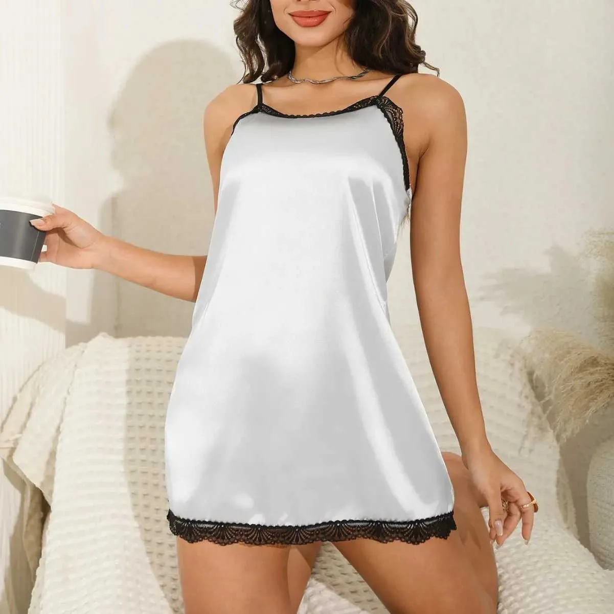 sexy hiking clothes ce silk nightdress summer thin sexy sling chest mat two sets of pajamas  women's home clothes R 180 Size M To 4XL Available in stores and online  Www.yellowsubtrading.co.za main image 1