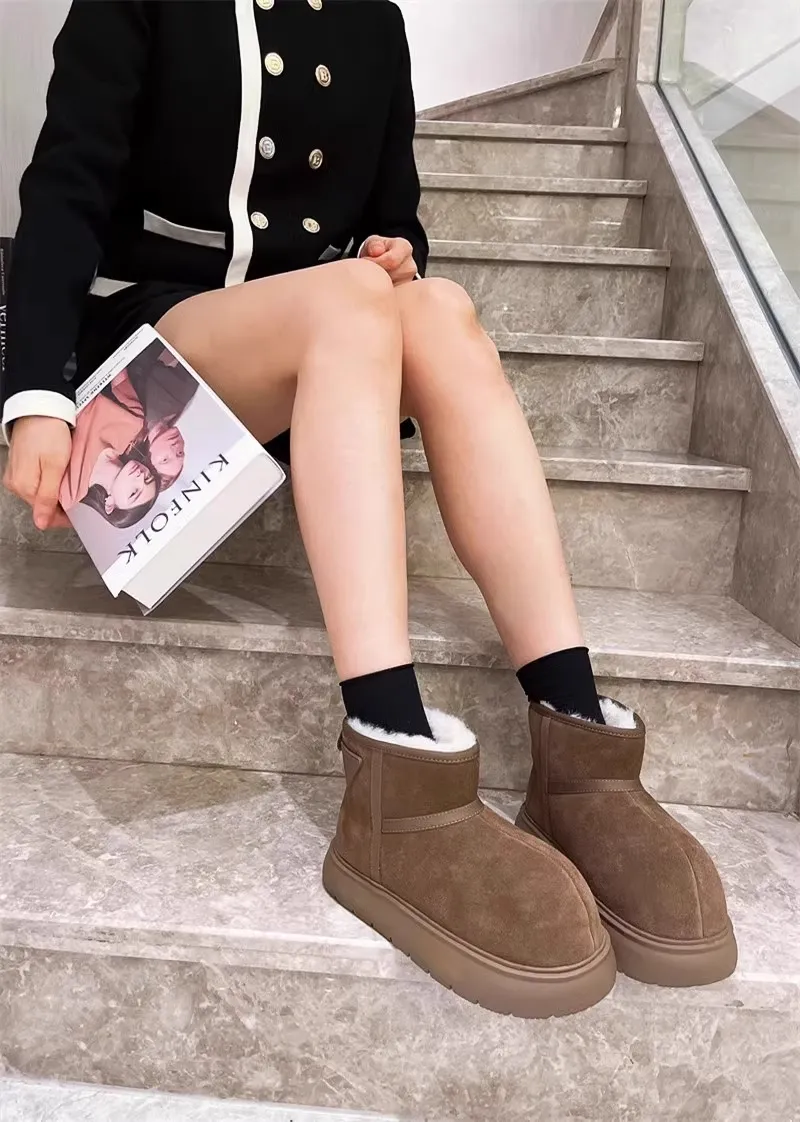 Winter Schneestiefel Für Damen Mit Lammfellfutter Warme Ankle Boots_voghion.com