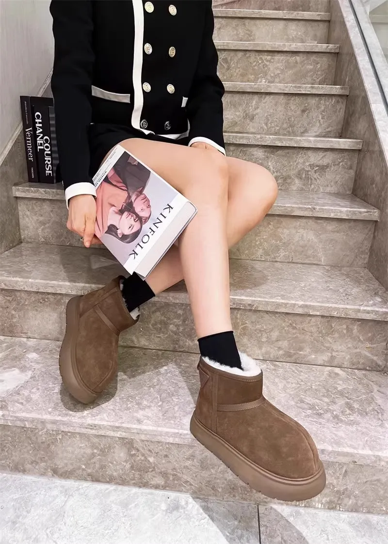 Winter Schneestiefel Für Damen Mit Lammfellfutter Warme Ankle Boots_voghion.com