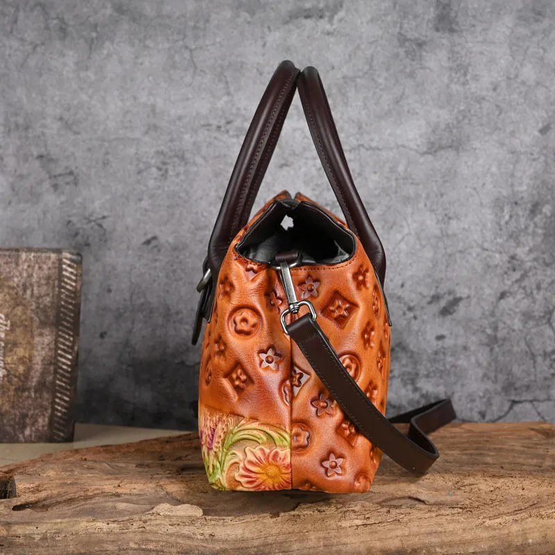 Free Shipping 2026 New Design Arrival Vintage Oriental Style Embossed Handbag Premium Light Luxury Versatile Fashion_voghion.com