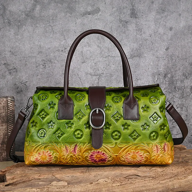Free Shipping 2026 New Design Arrival Vintage Oriental Style Embossed Handbag Premium Light Luxury Versatile Fashion_voghion.com