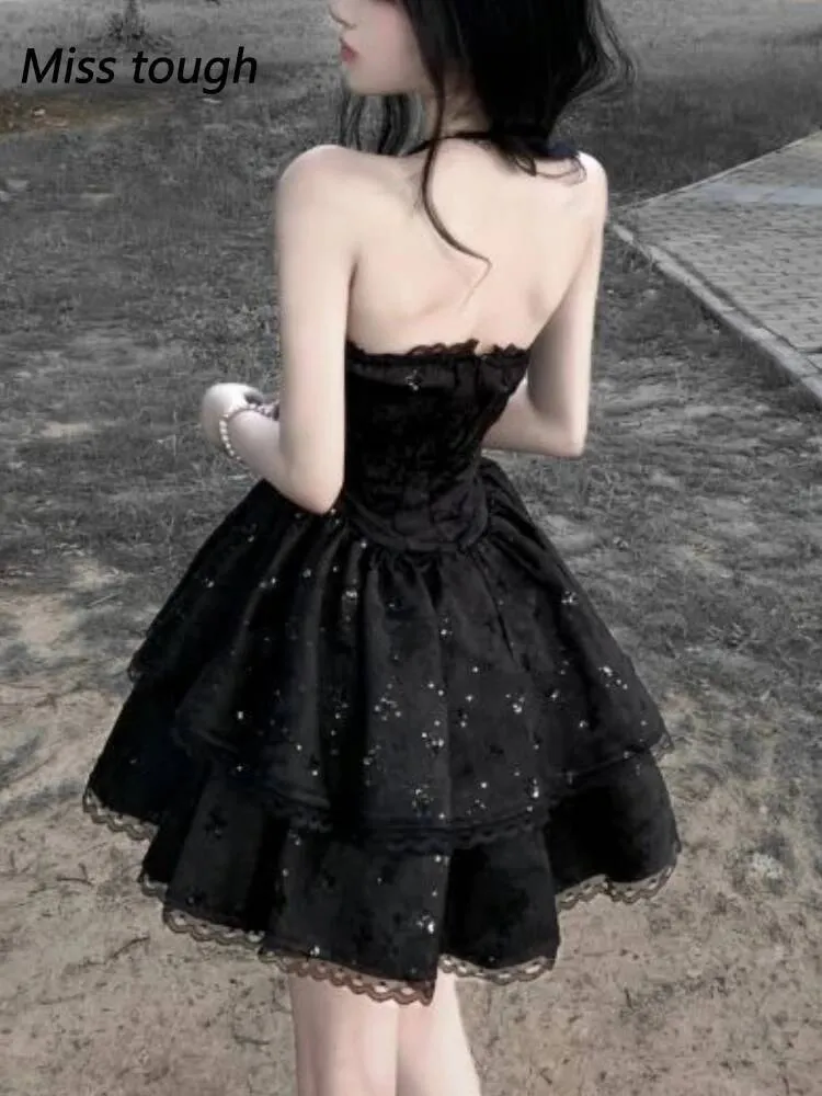 black gothic mesh mini dress Gothic Skull and Floral Mini Dress with Sheer Mesh Sleeves