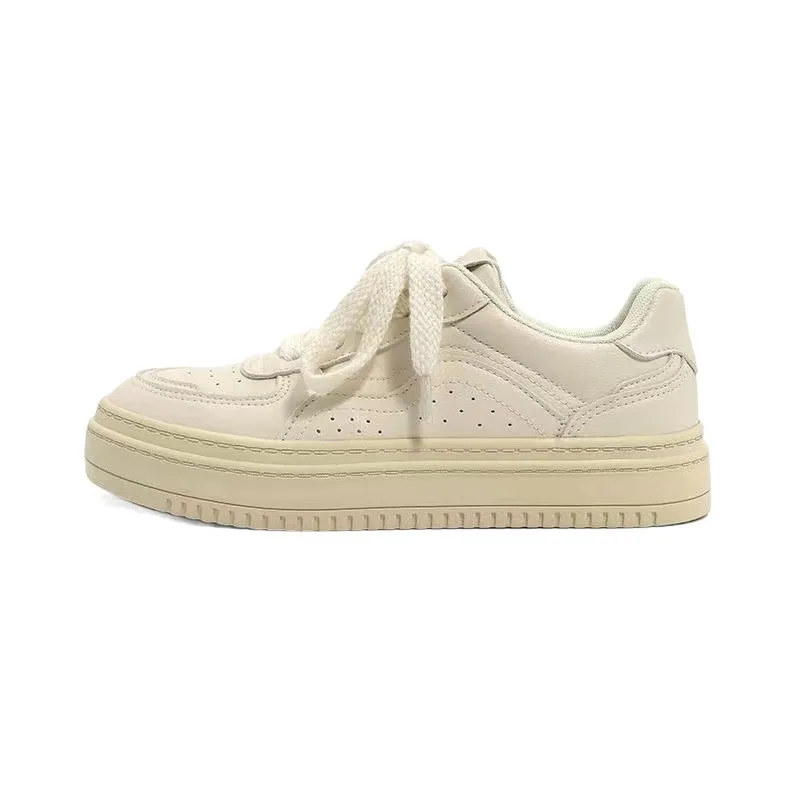Gratis verzending Klassieke witte leren sneakers voor dames, nieuwe chunky platformschoenen uit 2026, veelzijdige casual schoenen voor elke dag_voghion.com