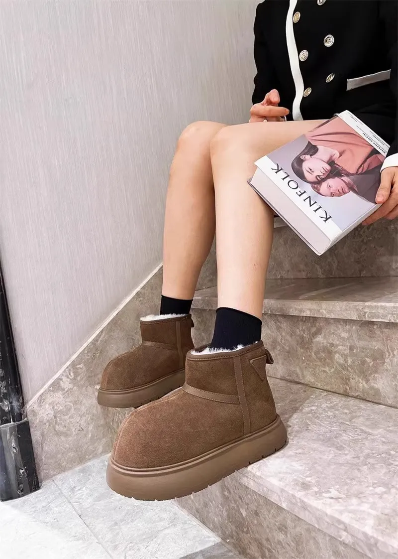 Winter Schneestiefel Für Damen Mit Lammfellfutter Warme Ankle Boots_voghion.com