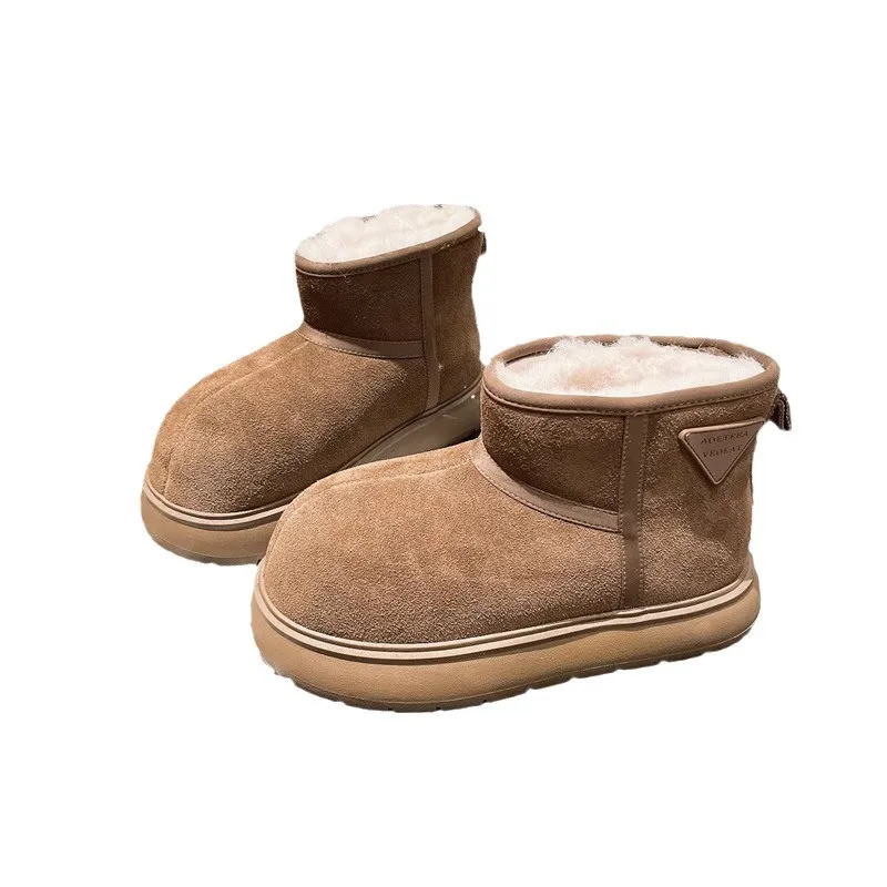 2026 Shearling-Schneestiefel für Damen, flauschige Winterstiefeletten mit Fellfutter, warm und kuschelig gefüttert_voghion.com