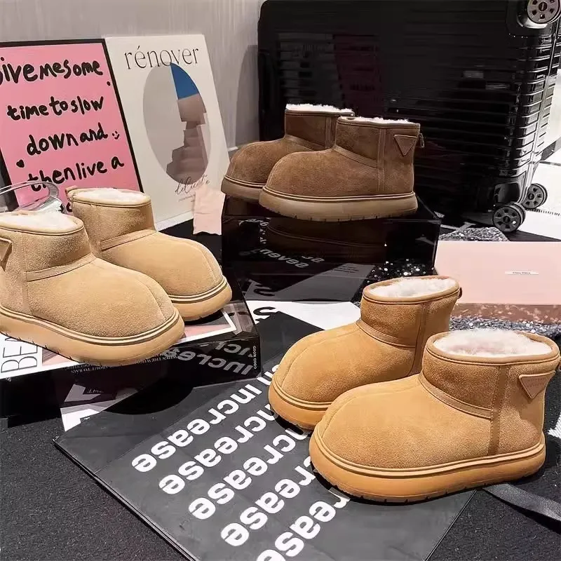 2026 Shearling-Schneestiefel für Damen, flauschige Winterstiefeletten mit Fellfutter, warm und kuschelig gefüttert_voghion.com