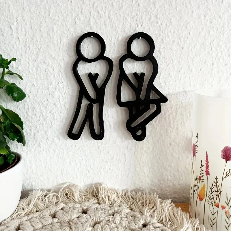 Funny Bathroom Signs For Men Women Creative 2D Flat From 4,85
