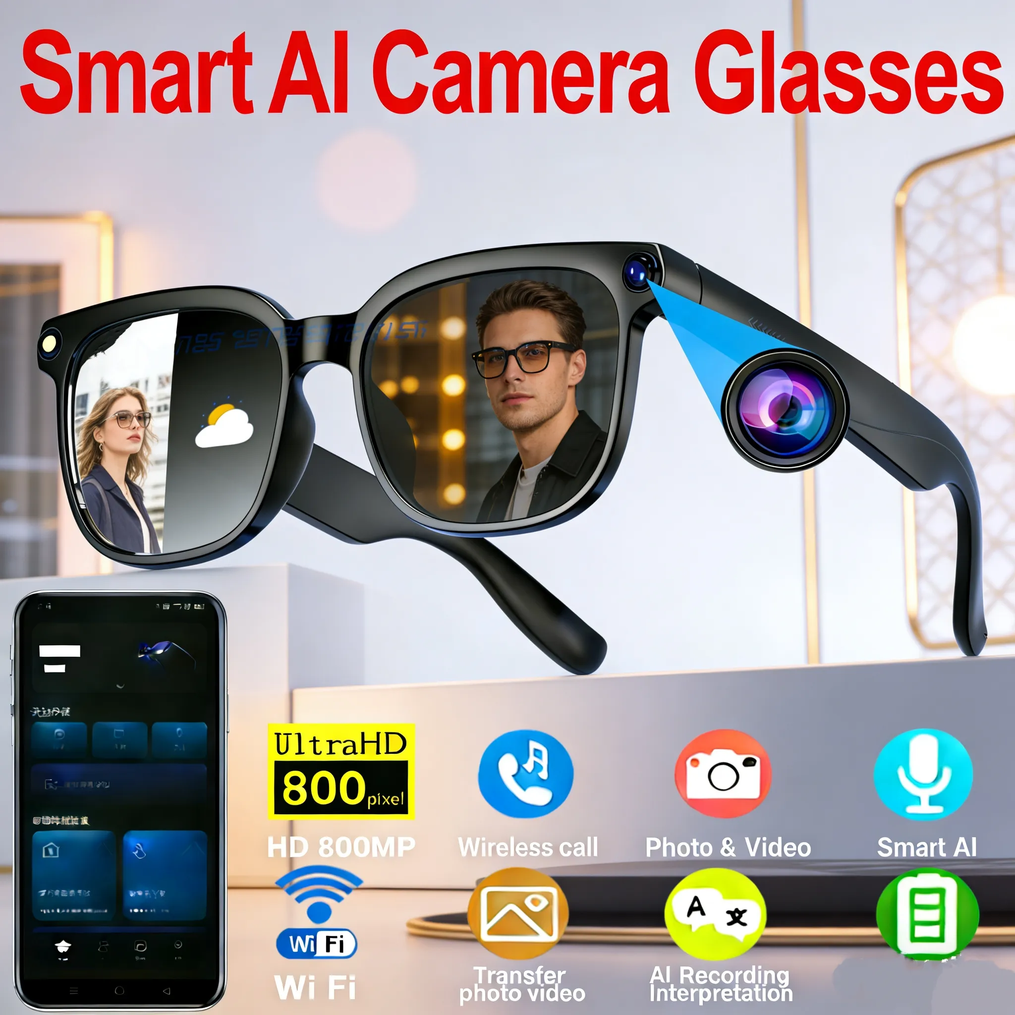 AIMB G3/AIMB G2 Smart Glasses Camera 8MP HD Video... From Htsm168, $51. ...