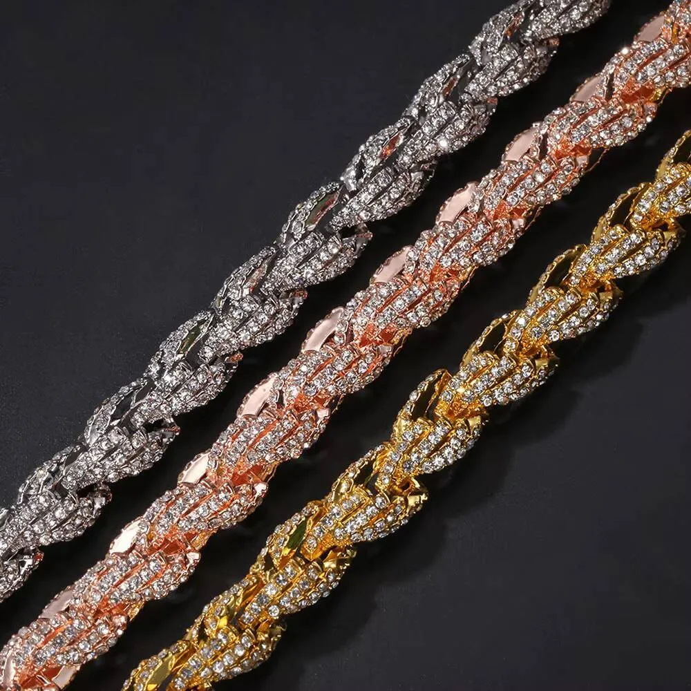 Collana da donna NUOYA Iced Out Jewelry con catena a corda da 8 mm e diamanti, personalizzata in argento 925._voghion.com