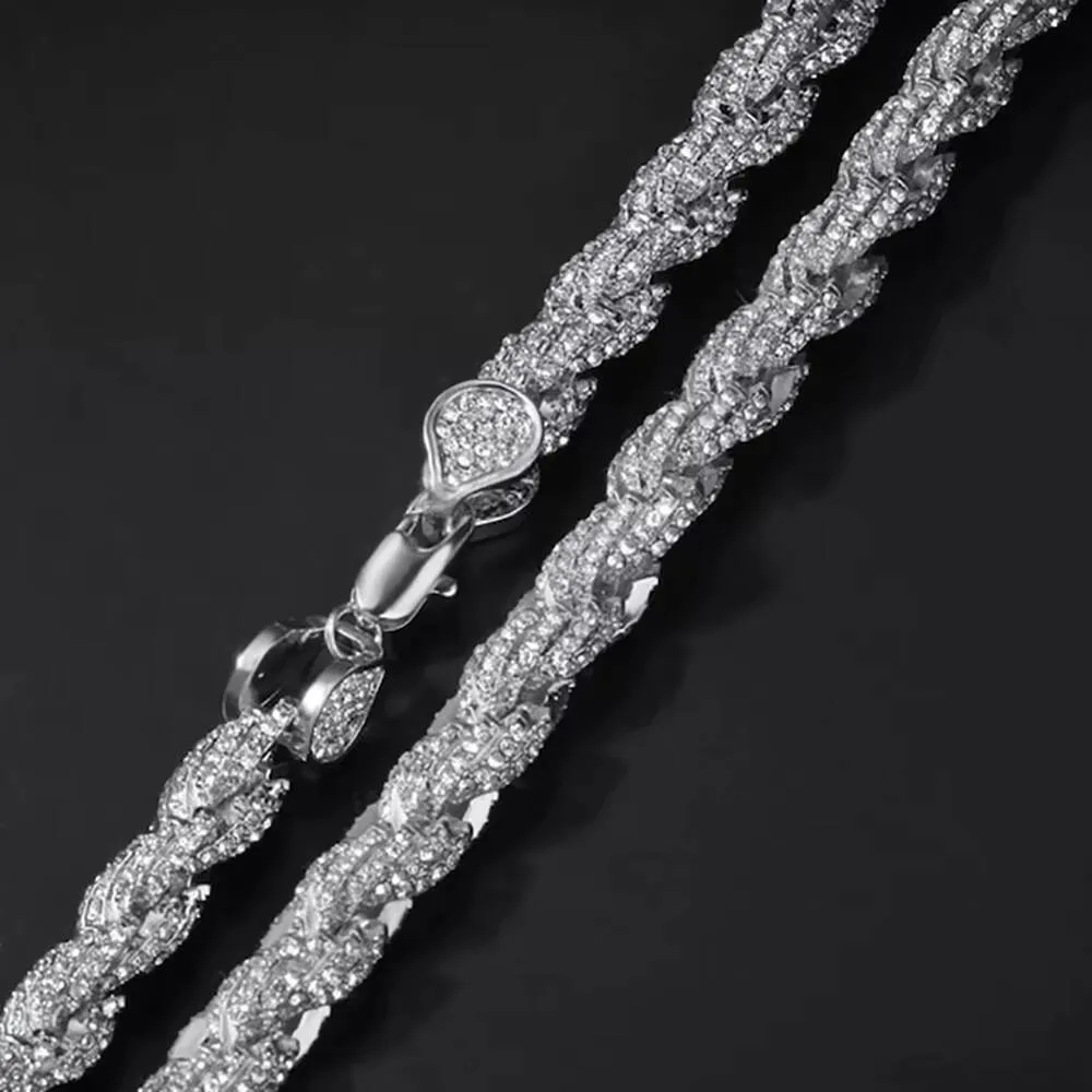 Collana da donna NUOYA Iced Out Jewelry con catena a corda da 8 mm e diamanti, personalizzata in argento 925._voghion.com